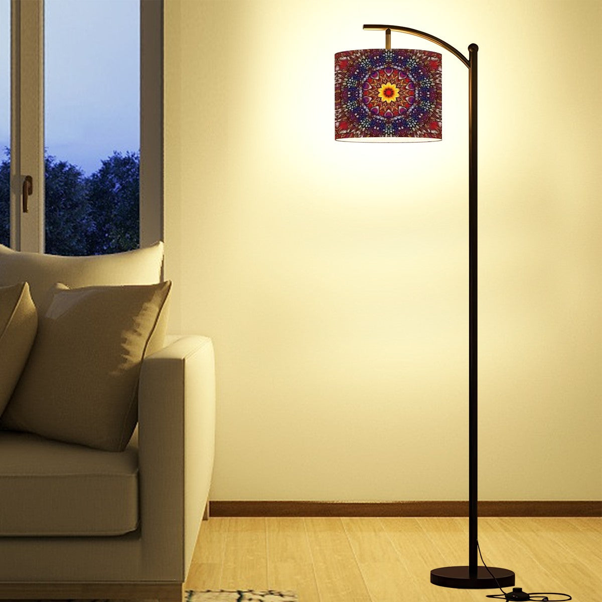 Arc Floor Lamp (Made in USA) Blue Red Purple Kaleidoscope