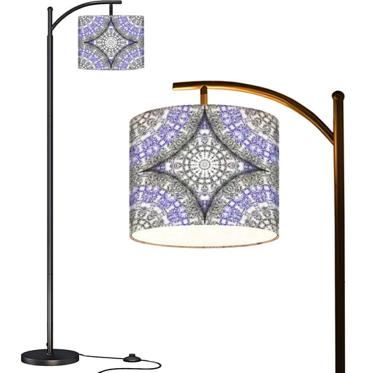 Arc Floor Lamp (Made in USA) Blue and White Vines Pattern