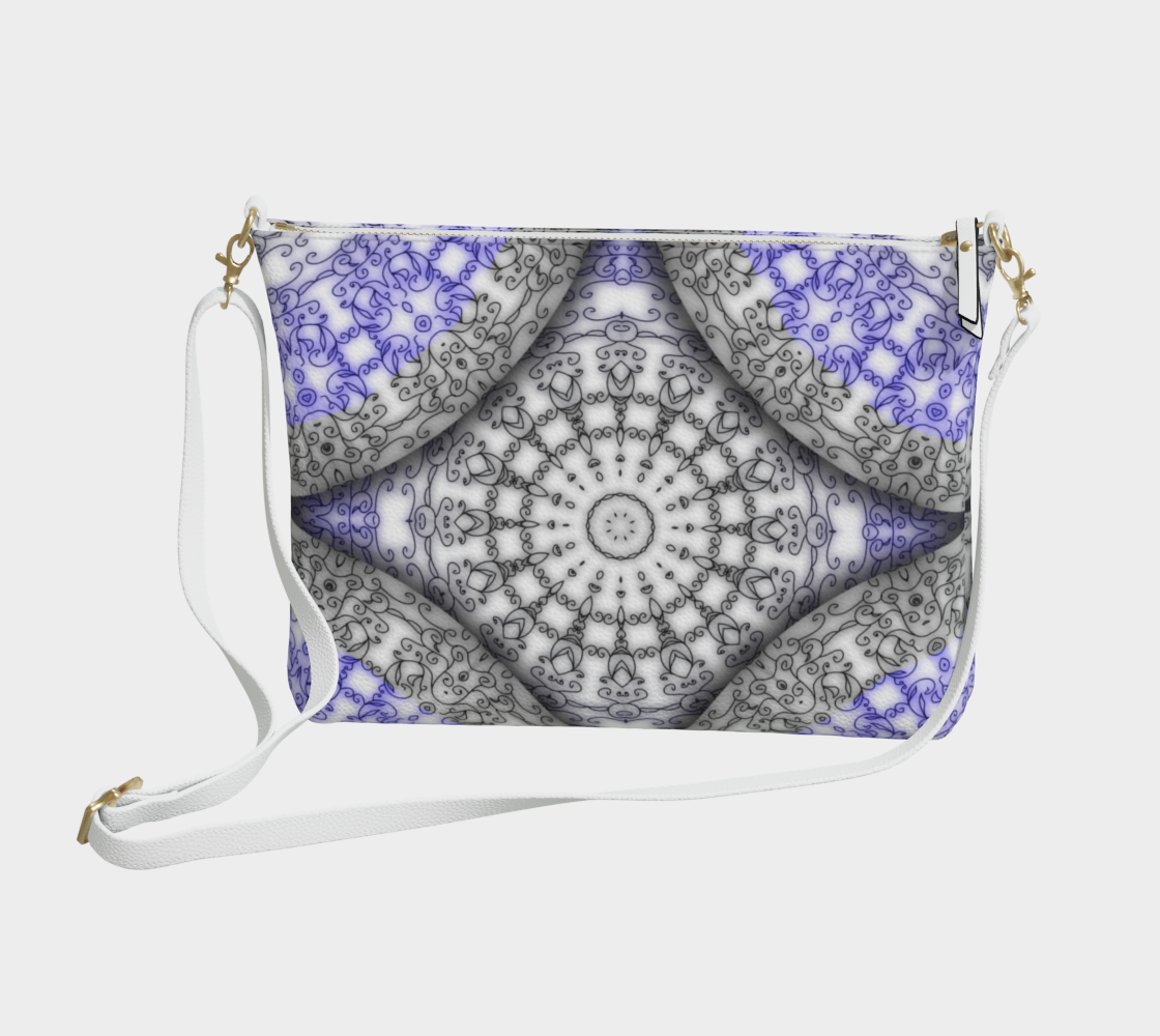 Blue Vines Pattern Vegan Crossbody Purse