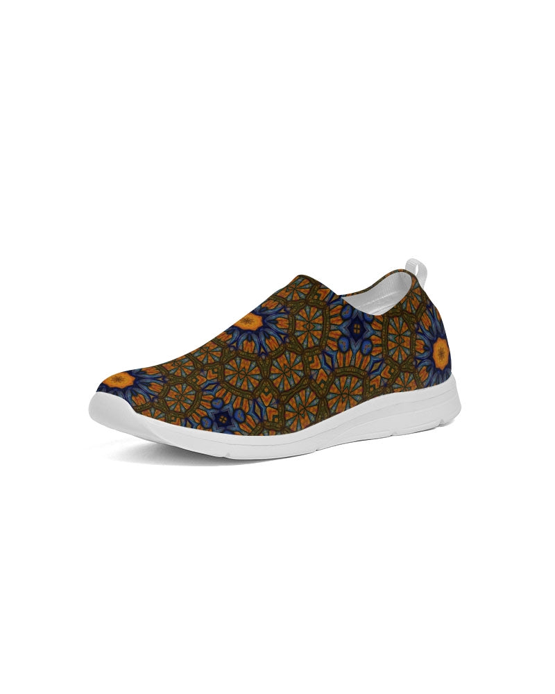 Blue and Yellow Sketch Kaleidoscope  Men's Slip-On Flyknit Shoe