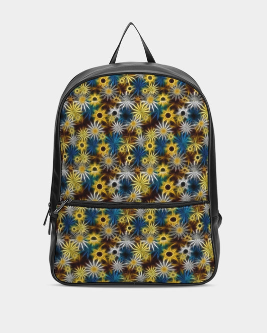 Blue and Yellow Glowing Daisies Classic Faux Leather Backpack