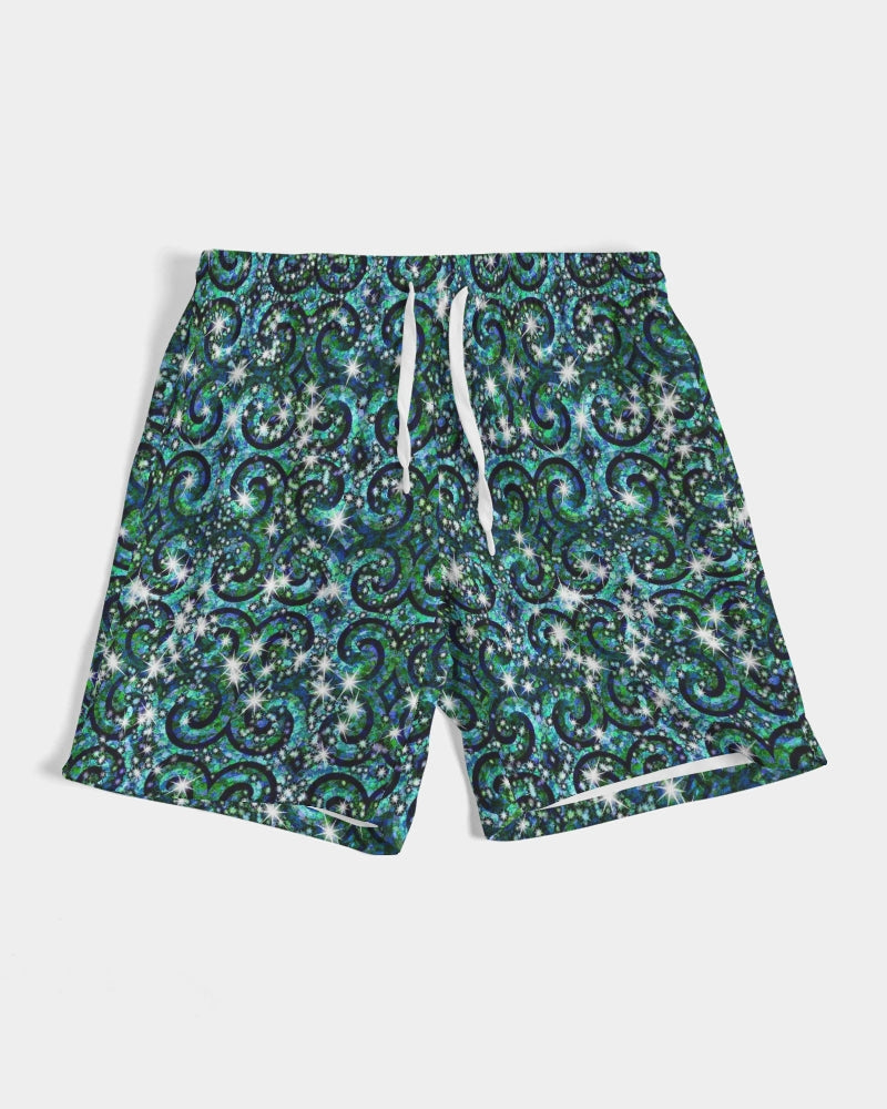 Blue Ice Sparkle Swirl Men's All-Over Print Swim Trunk