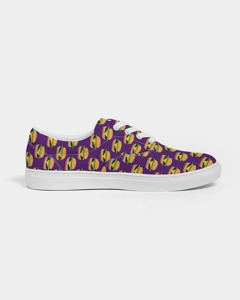 Cheeseburger Pattern Men's Lace Up Canvas Shoe