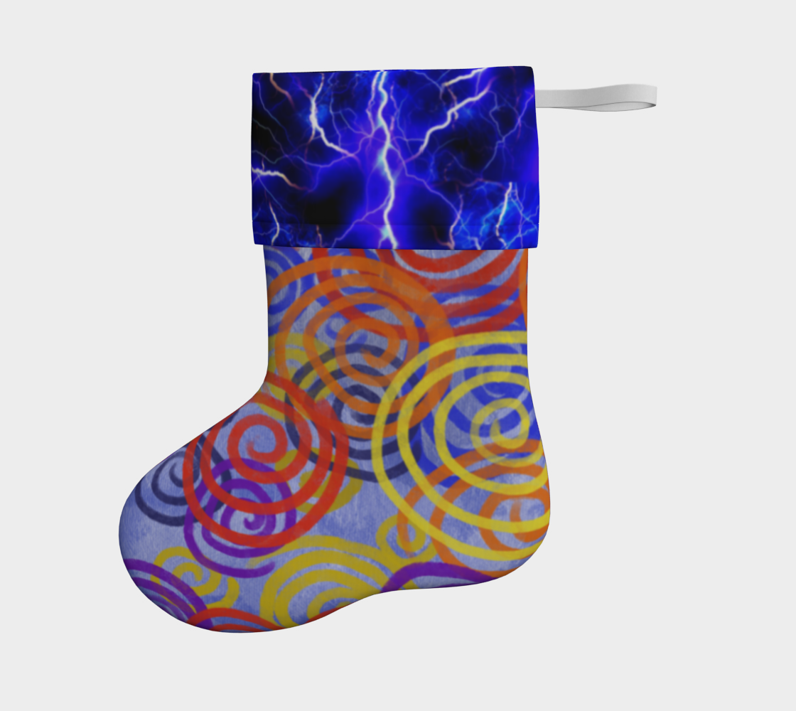 Colorful Spirals and Lightning Christmas Stocking