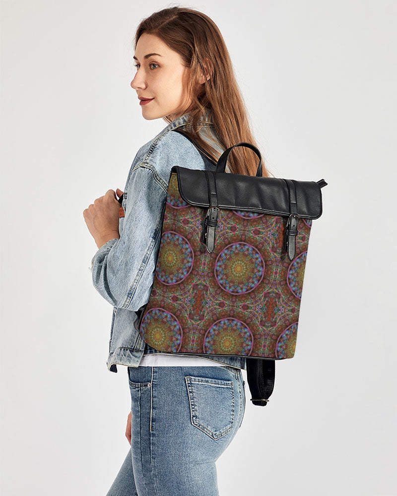 Blue Pink Windy Kaleidoscope Casual Flap Backpack