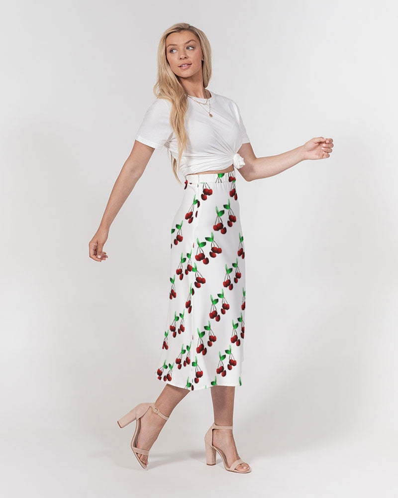 Cherries Pattern Women's All-Over Print A-Line Midi Skirt