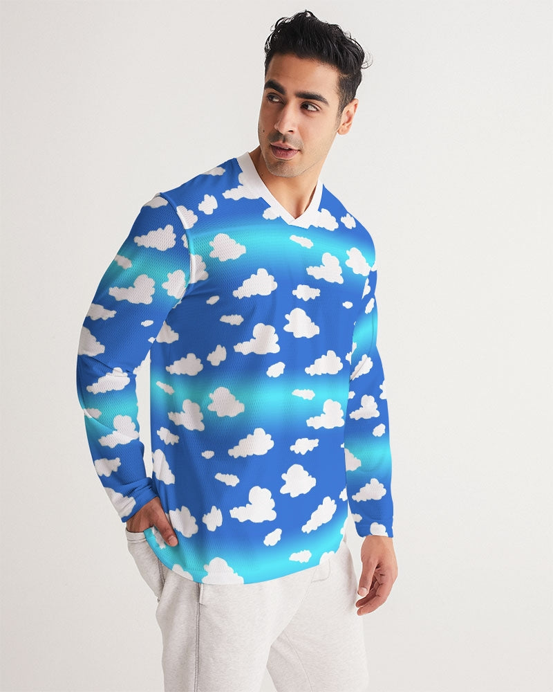 Clouds Pattern Men's All-Over Print Long Sleeve Sports Jersey