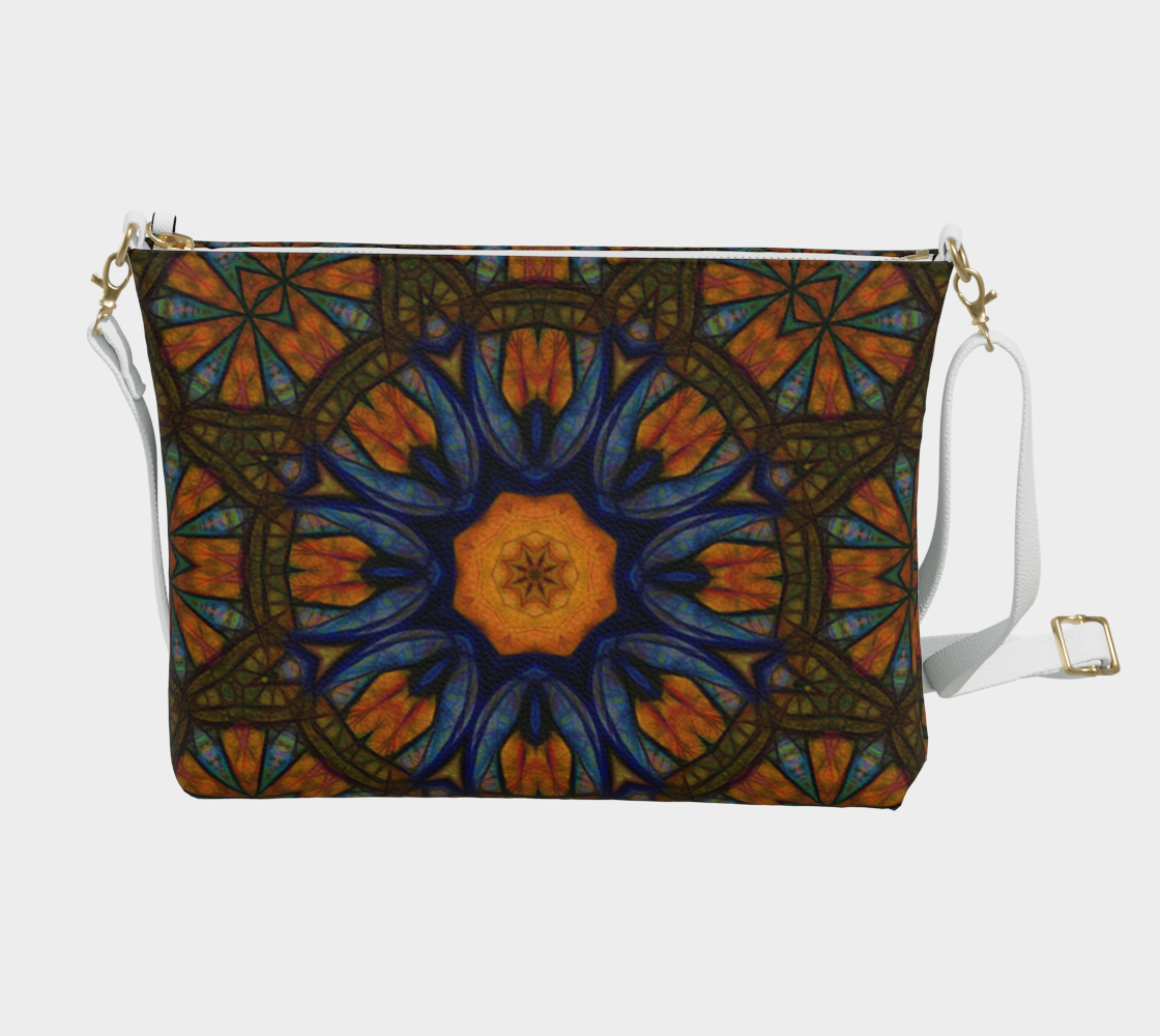 Blue Orange Sketchy Kaleidoscope Vegan Crossbody Purse