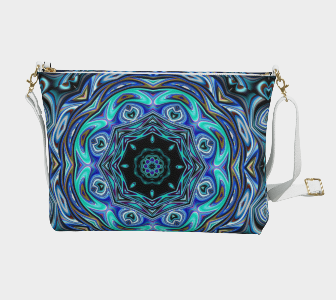 Blue Swirl Kaleidoscope Vegan Crossbody Purse