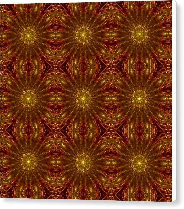 Gold Red Star Kaleidoscope - Canvas Print