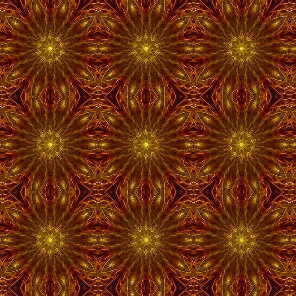 Gold Red Star Kaleidoscope - Art Print