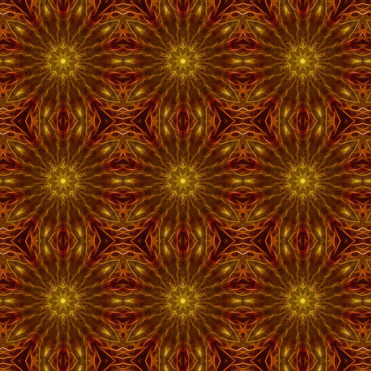 Gold Red Star Kaleidoscope - Art Print