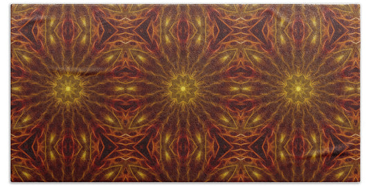 Gold Red Star Kaleidoscope - Beach Towel