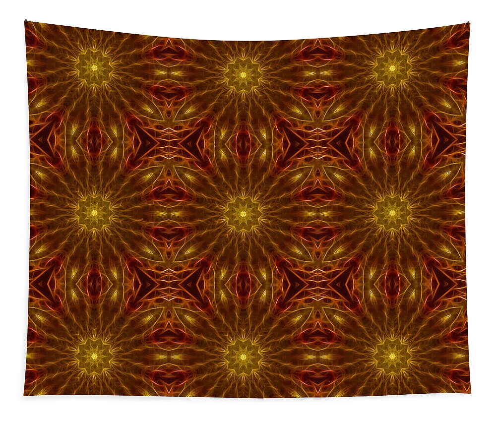 Gold Red Star Kaleidoscope - Tapestry