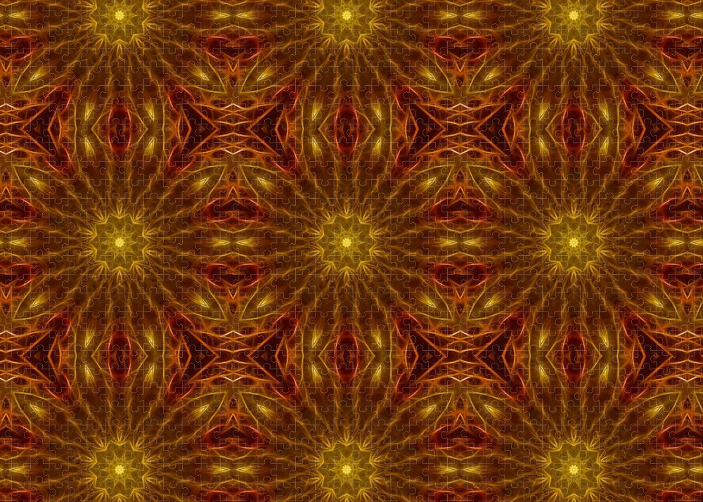 Gold Red Star Kaleidoscope - Puzzle