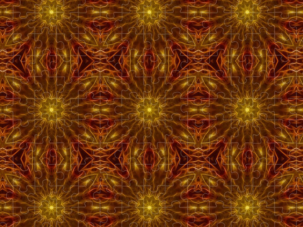 Gold Red Star Kaleidoscope - Puzzle