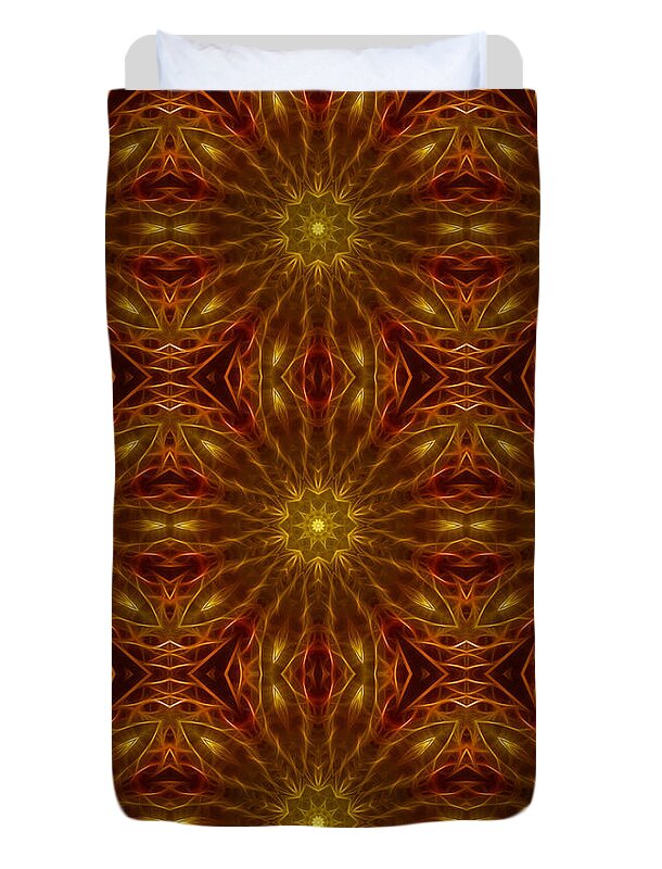 Gold Red Star Kaleidoscope - Duvet Cover