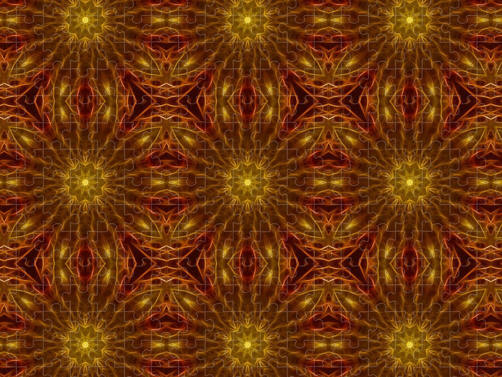 Gold Red Star Kaleidoscope - Puzzle