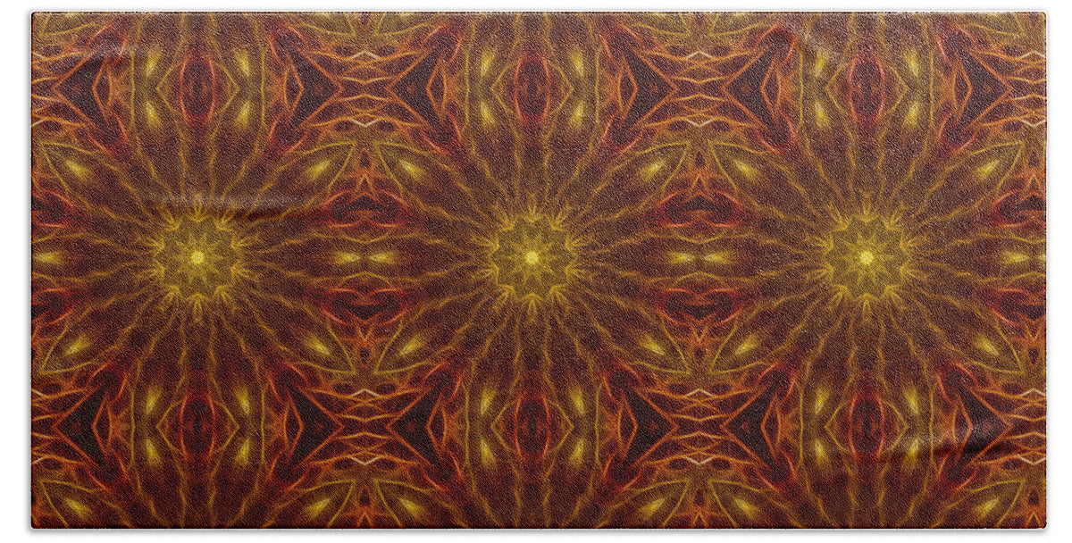 Gold Red Star Kaleidoscope - Bath Towel