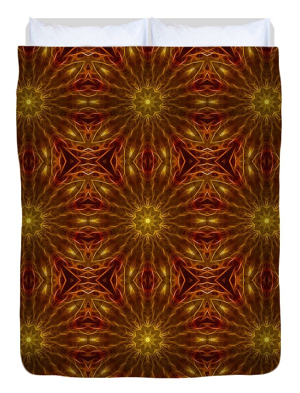 Gold Red Star Kaleidoscope - Duvet Cover