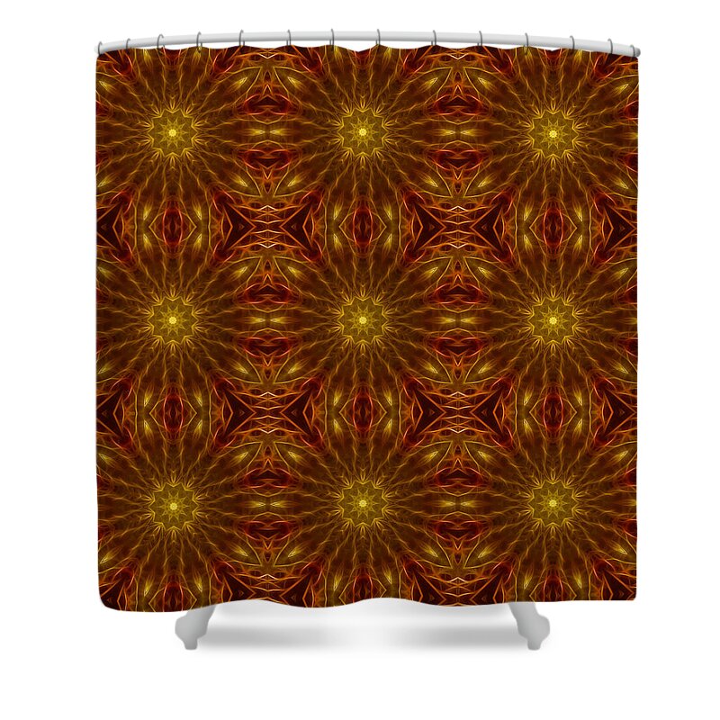 Gold Red Star Kaleidoscope - Shower Curtain