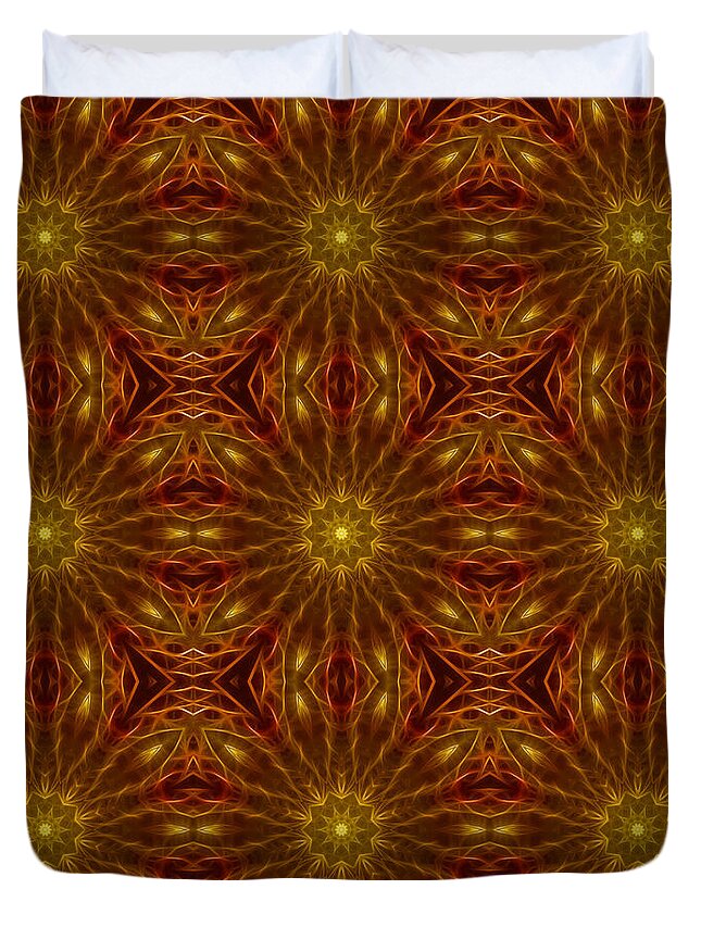 Gold Red Star Kaleidoscope - Duvet Cover