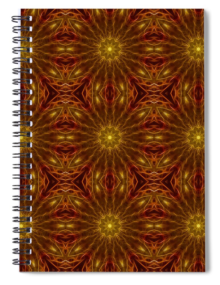 Gold Red Star Kaleidoscope - Spiral Notebook