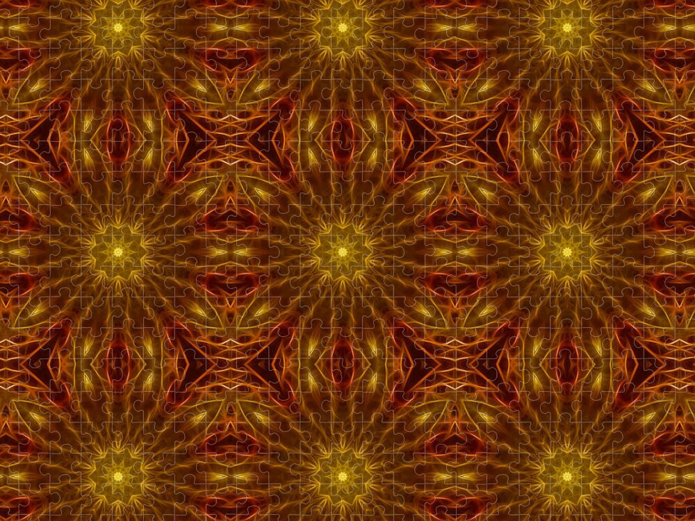 Gold Red Star Kaleidoscope - Puzzle