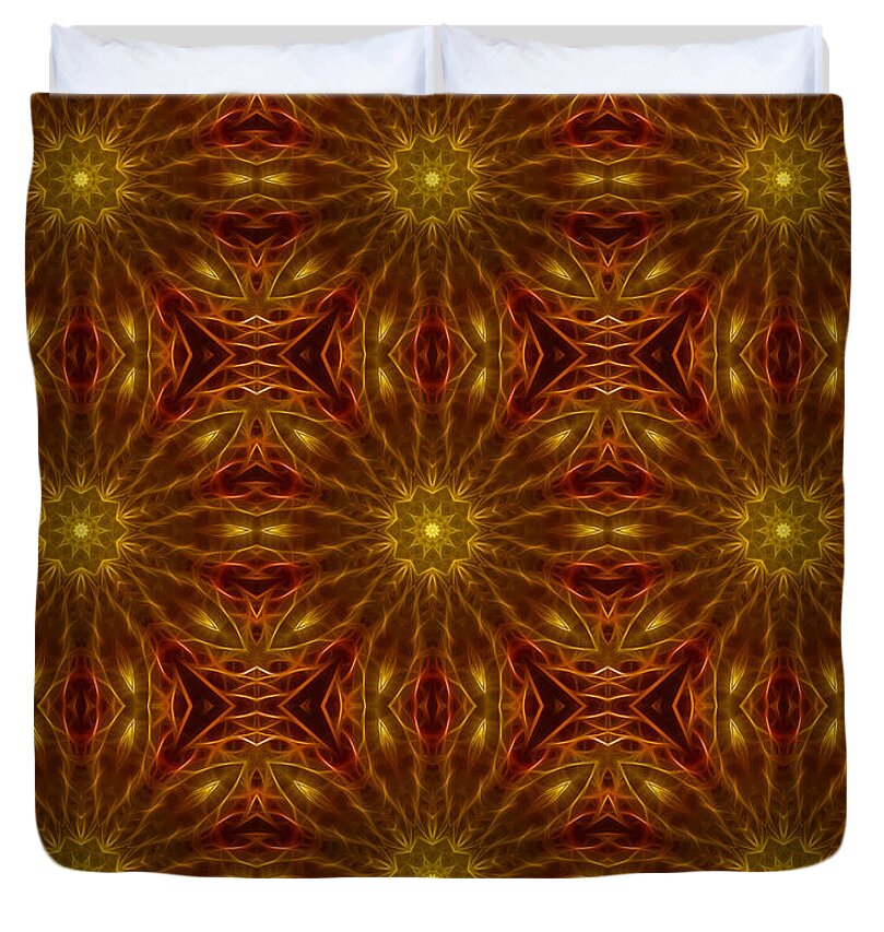 Gold Red Star Kaleidoscope - Duvet Cover