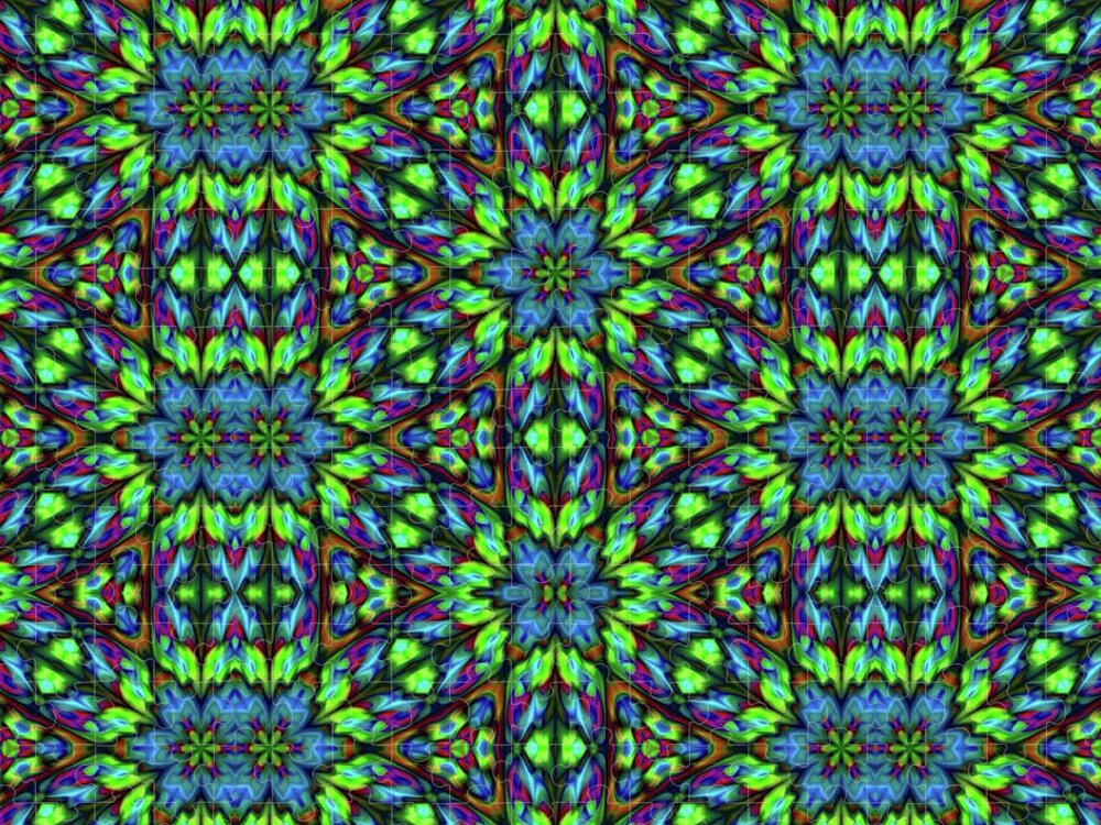 Green and Blue Geometric Kaleidoscope - Puzzle