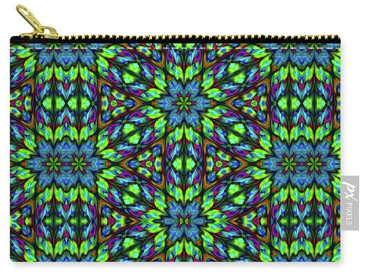 Green and Blue Geometric Kaleidoscope - Zip Pouch