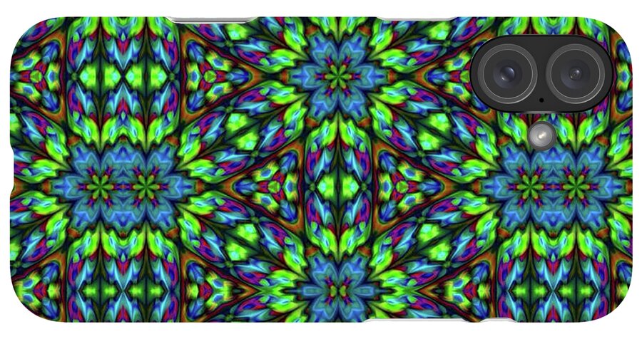 Green and Blue Geometric Kaleidoscope - Phone Case