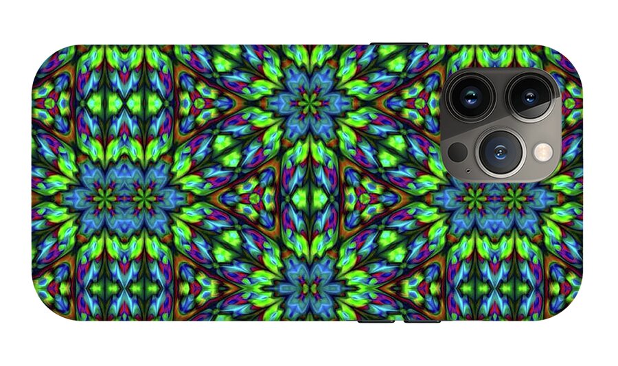 Green and Blue Geometric Kaleidoscope - Phone Case