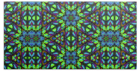 Green and Blue Geometric Kaleidoscope - Beach Towel