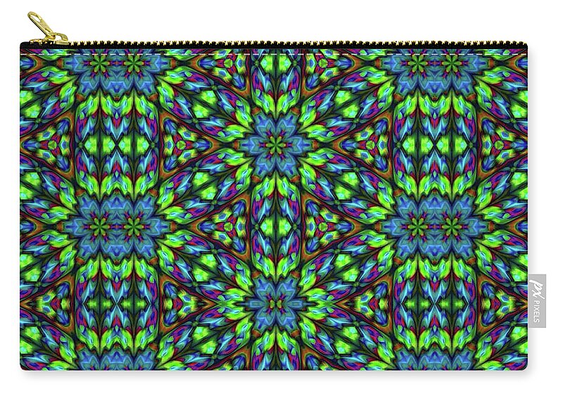 Green and Blue Geometric Kaleidoscope - Zip Pouch