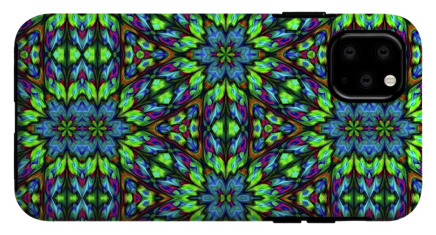 Green and Blue Geometric Kaleidoscope - Phone Case