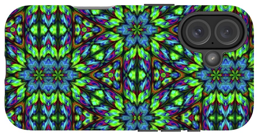 Green and Blue Geometric Kaleidoscope - Phone Case