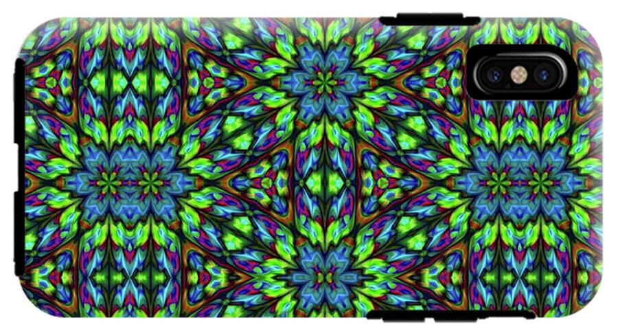 Green and Blue Geometric Kaleidoscope - Phone Case