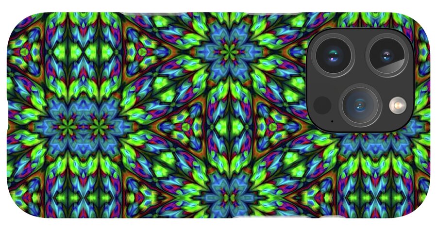 Green and Blue Geometric Kaleidoscope - Phone Case