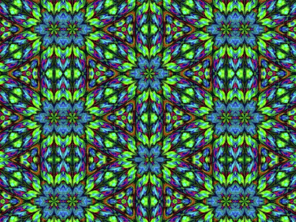 Green and Blue Geometric Kaleidoscope - Puzzle