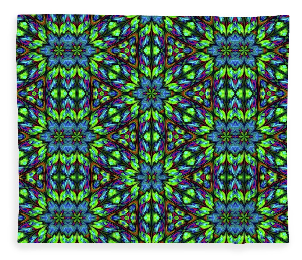 Green and Blue Geometric Kaleidoscope - Blanket