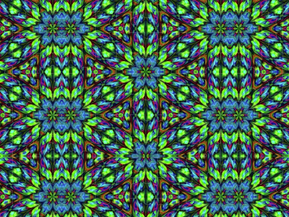 Green and Blue Geometric Kaleidoscope - Puzzle