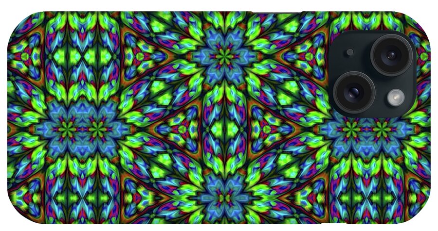 Green and Blue Geometric Kaleidoscope - Phone Case