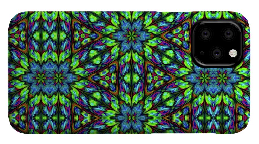 Green and Blue Geometric Kaleidoscope - Phone Case