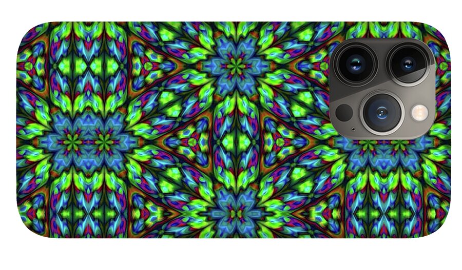 Green and Blue Geometric Kaleidoscope - Phone Case