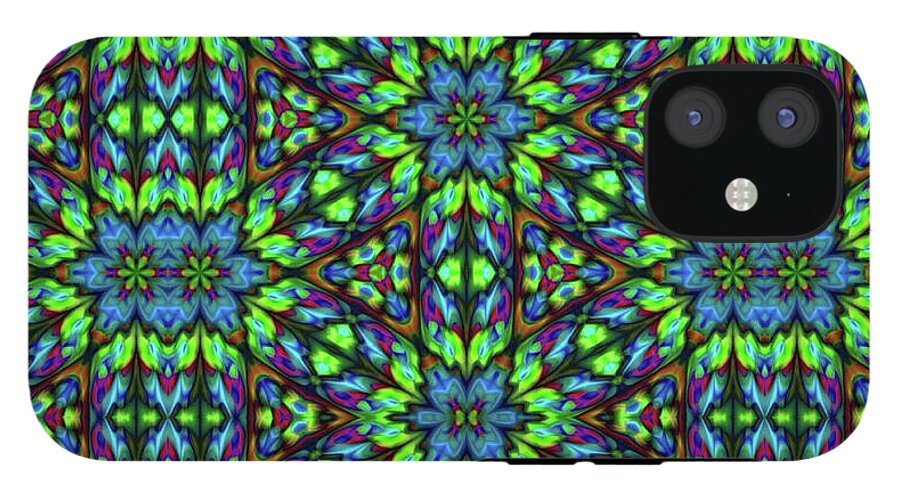 Green and Blue Geometric Kaleidoscope - Phone Case