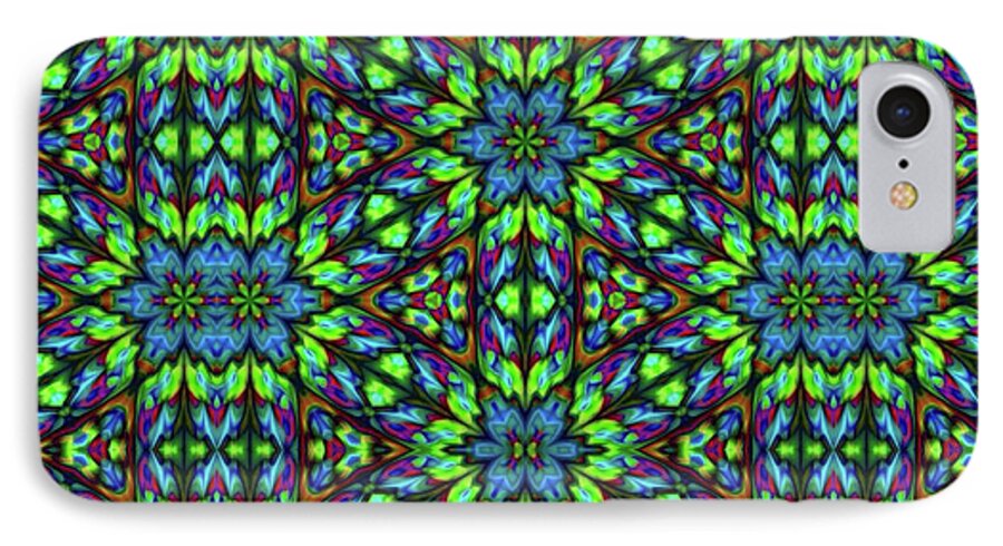 Green and Blue Geometric Kaleidoscope - Phone Case