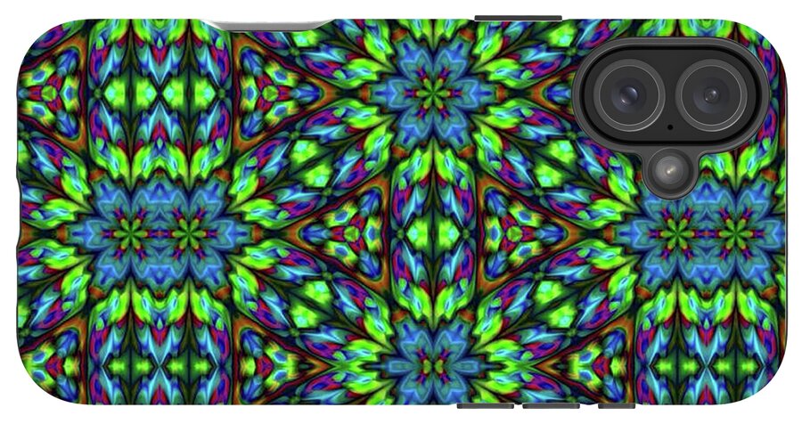 Green and Blue Geometric Kaleidoscope - Phone Case