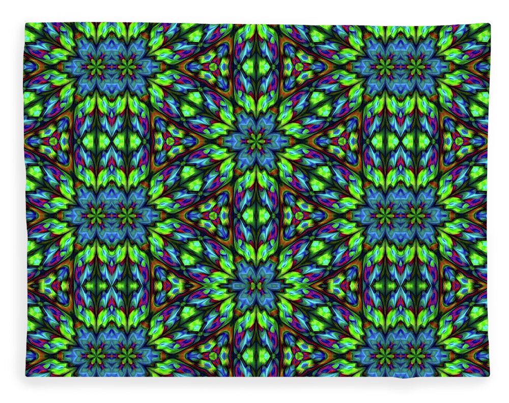 Green and Blue Geometric Kaleidoscope - Blanket