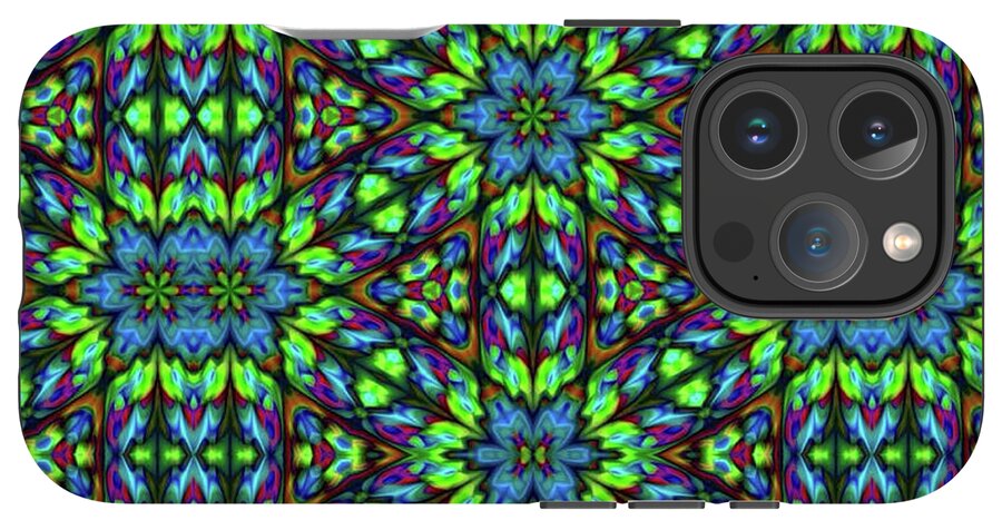 Green and Blue Geometric Kaleidoscope - Phone Case